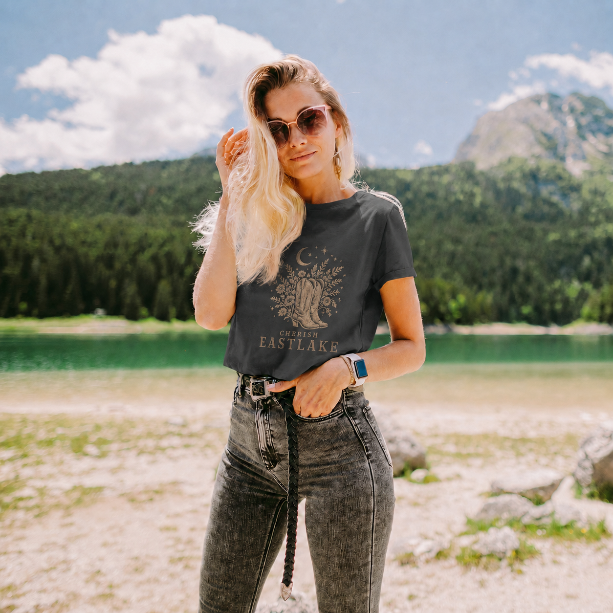 Cherish Eastlake Boots Flowy Crop Top